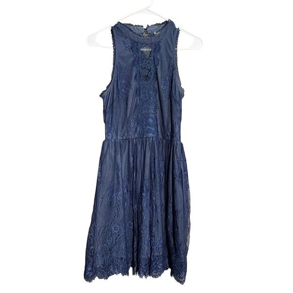 Altar'd State Size Small Navy Lace Mini Dress Fully Lined Prom Formal Sorority - Picture 1 of 8